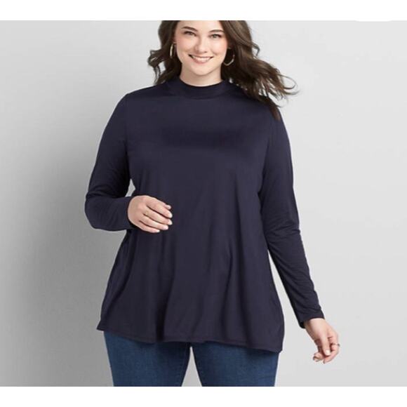 Lane Bryant Swing Tunic 14/16 Plus Blue Smock Neck Long Sleeve Soft Relaxed NEW - Picture 11 of 11